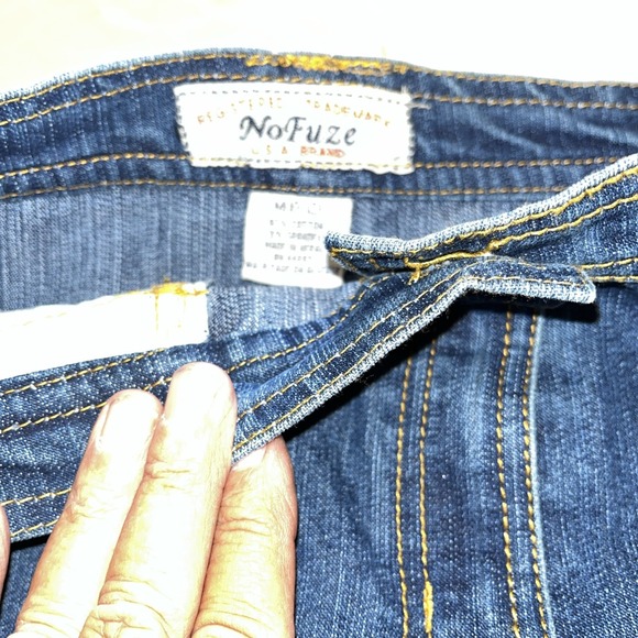 vtg no fuze denim skirt 10/12 pocket 1990's blue mid length - Picture 4 of 14